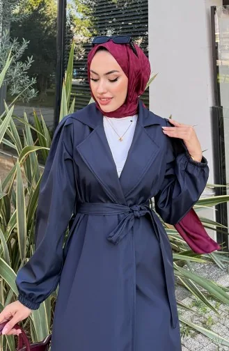 Bondit Stoffen Trenchcoat Met Riem 4551-04 Marineblauw 4551-04