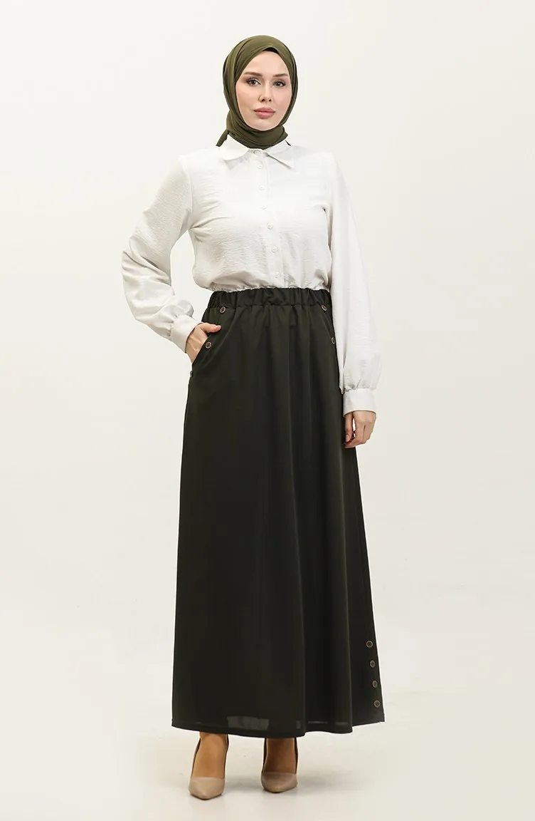 Feride Damenrock Mit Knöpfen 4202-04 Khaki 4202-04