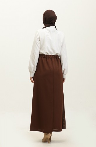 Feride Düğmeli Bayan Etek 4202-06 Kiremit