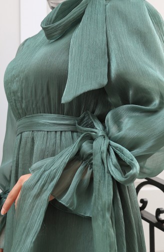 Organza Tule Taille Geplooide Riem Avondjurk 5611-07 Khaki 5611-07