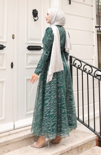 Glitzerndes Abendkleid Mit Gürtel Modell 5613-01 Smaragdgrün 5613-01
