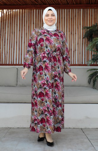 Plus Size Riemjurk 4579A-01 Rood 4579A-01