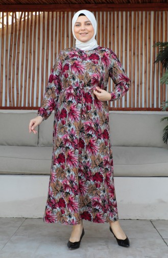 Plus Size Riemjurk 4579A-01 Rood 4579A-01