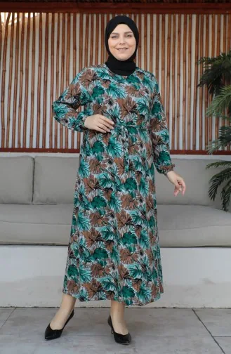 Robe Grande Taille Ceinturée 4579A-03 Verte 4579A-03