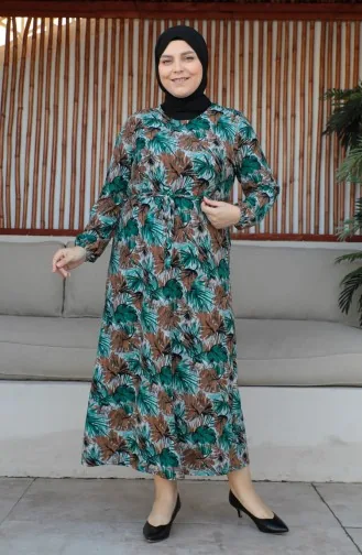Robe Grande Taille Ceinturée 4579A-03 Verte 4579A-03