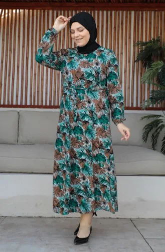 Robe Grande Taille Ceinturée 4579A-03 Verte 4579A-03