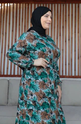 Robe Grande Taille Ceinturée 4579A-03 Verte 4579A-03