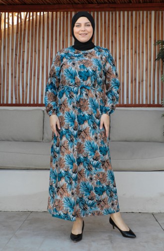 Plus Size Riemjurk 4579A-04 Blauw 4579A-04