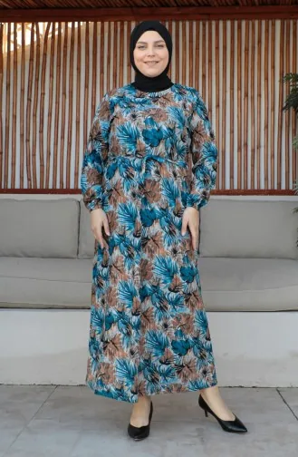 Plus Size Riemjurk 4579A-04 Blauw 4579A-04