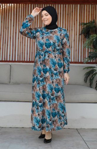 Plus Size Riemjurk 4579A-04 Blauw 4579A-04