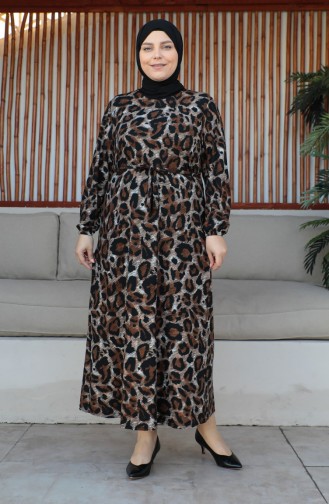 Plus Size Riemjurk 4579E-03 Bruin 4579E-03