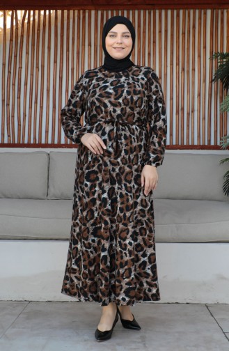 Plus Size Riemjurk 4579E-03 Bruin 4579E-03