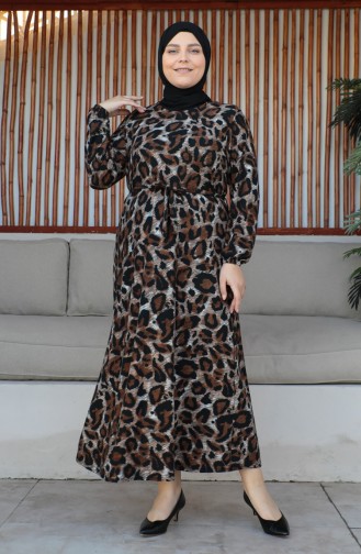 Plus Size Riemjurk 4579E-03 Bruin 4579E-03