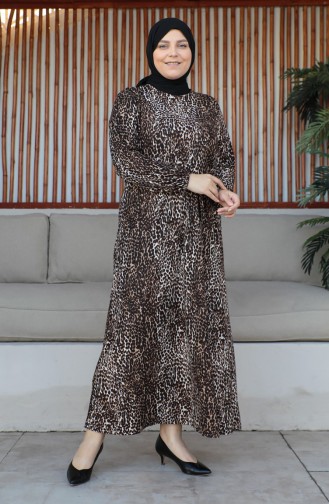 Plus Size Riemjurk 4579F-01 Bruin 4579F-01