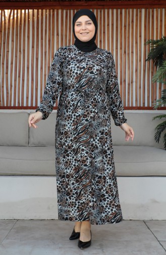 Plus Size Riemjurk 4579G-01 Bruin 4579G-01