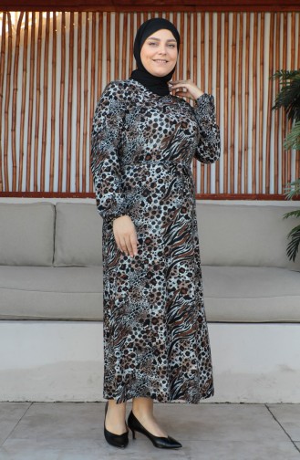 Plus Size Riemjurk 4579G-01 Bruin 4579G-01