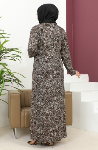 Büyük Beden Taş Baskılı Desenli Elbise 4827B-02 Lacivert