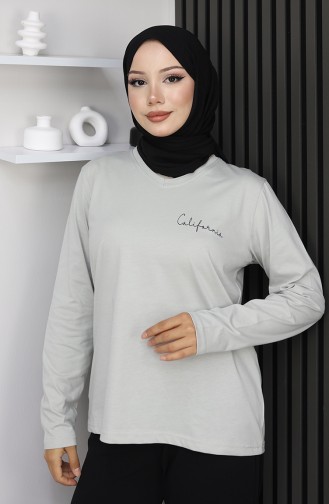 بلوزة قطنية ممشطة مطبوعة رقميًا 1071-01 حجرية 1071-01