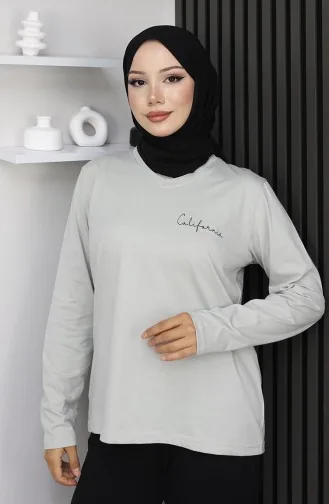 Digital Bedruckte Bluse Aus Gekämmter Baumwolle 1071-01 Stone 1071-01