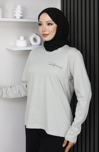 بلوزة قطنية ممشطة مطبوعة رقميًا 1071-01 حجرية 1071-01