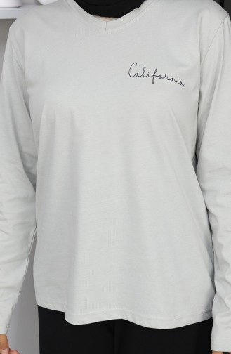 بلوزة قطنية ممشطة مطبوعة رقميًا 1071-01 حجرية 1071-01