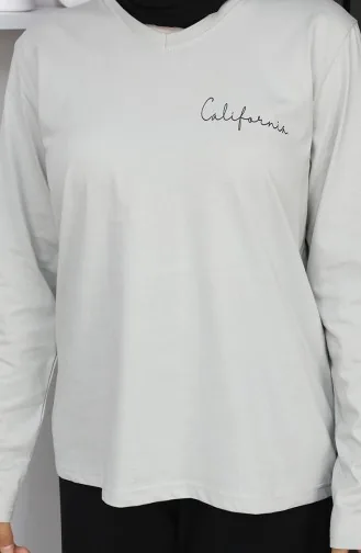 Digital Bedruckte Bluse Aus Gekämmter Baumwolle 1071-01 Stone 1071-01