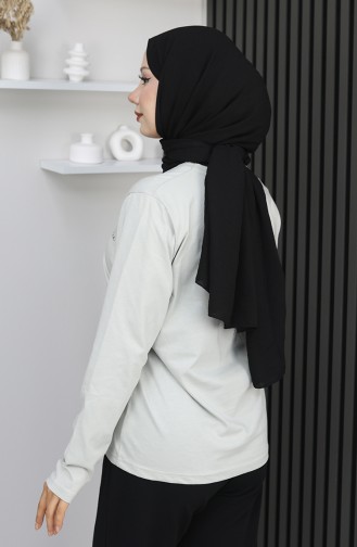 بلوزة قطنية ممشطة مطبوعة رقميًا 1071-01 حجرية 1071-01