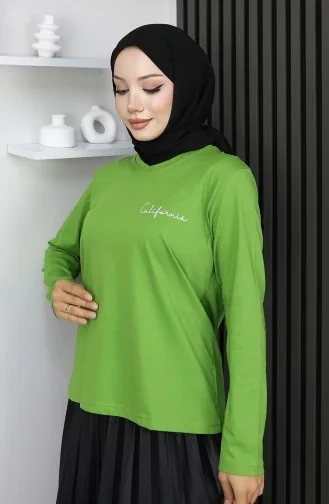 Chemisier En Coton Peigné Imprimé Numériquement 1071-03 Vert 1071-03