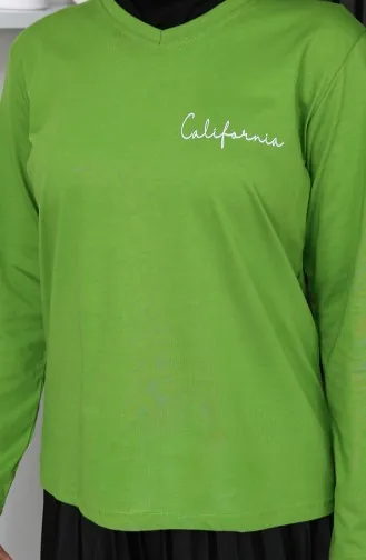 Chemisier En Coton Peigné Imprimé Numériquement 1071-03 Vert 1071-03