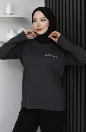 بلوزة قطنية ممشطة مطبوعة رقميًا 1071-04 دخانية 1071-04