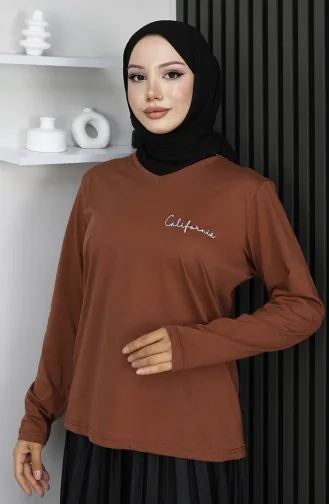 Chemisier En Coton Peigné Imprimé Numériquement 1071-05 Beige 1071-05