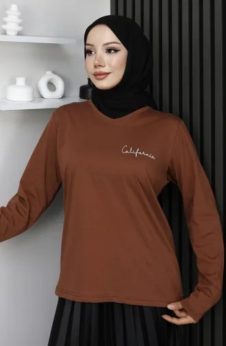 Chemisier En Coton Peigné Imprimé Numériquement 1071-05 Beige 1071-05