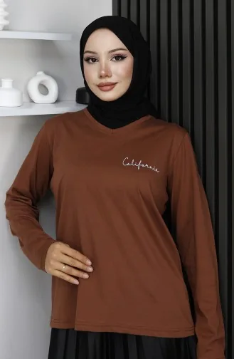 Chemisier En Coton Peigné Imprimé Numériquement 1071-05 Beige 1071-05