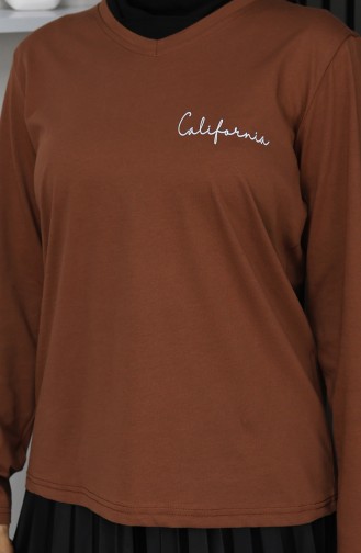 بلوزة قطنية ممشطة مطبوعة رقميًا 1071-05 تان 1071-05