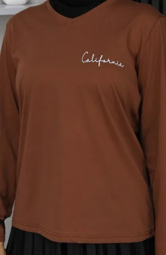 Chemisier En Coton Peigné Imprimé Numériquement 1071-05 Beige 1071-05