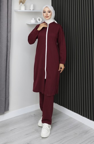 Zippered Tracksuit 3044-16 Claret Red 3044-16
