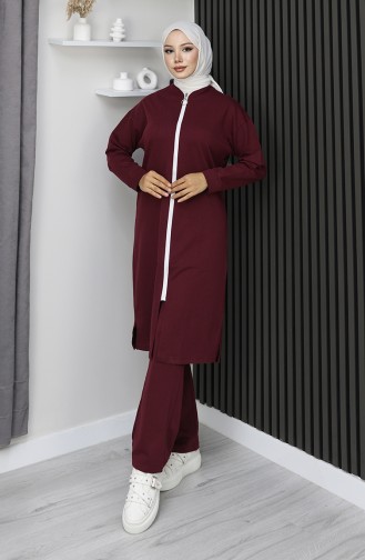 Zippered Tracksuit 3044-16 Claret Red 3044-16