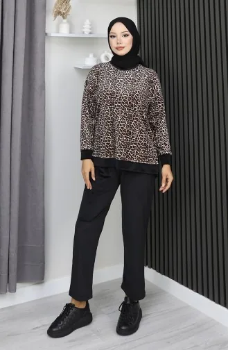 Leopard Patterned Tracksuit 95015-01 Brown 95015-01