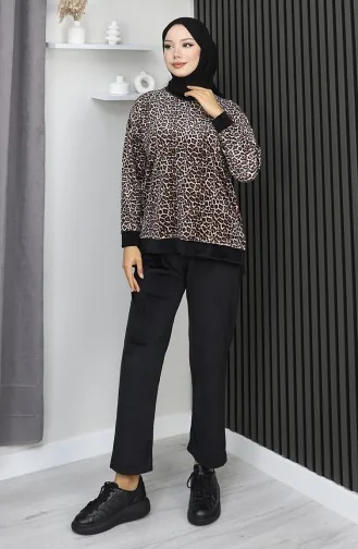Leopard Patterned Tracksuit 95015-01 Brown 95015-01