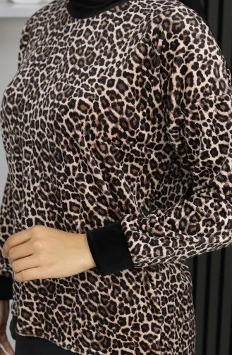 Leopard Patterned Tracksuit 95015-01 Brown 95015-01