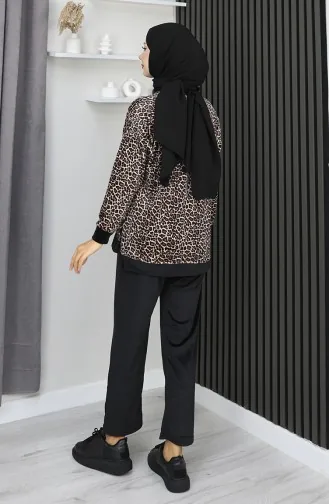 Leopard Patterned Tracksuit 95015-01 Brown 95015-01