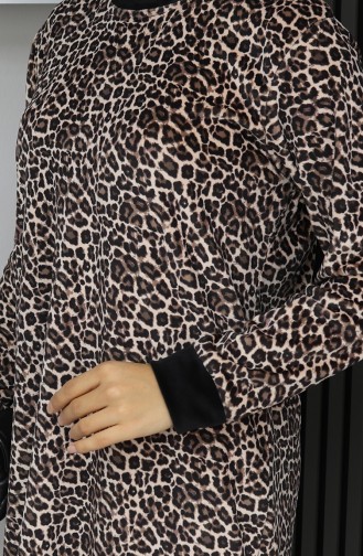Leopar Desenli Eşofman Takım 96002-01 Kahverengi