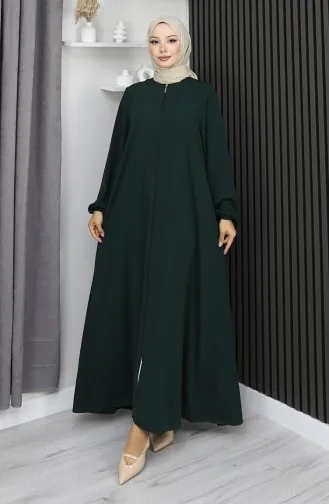 Medina Silk Zippered Mevlana Abaya 2930-01 Emerald Green 2930-01