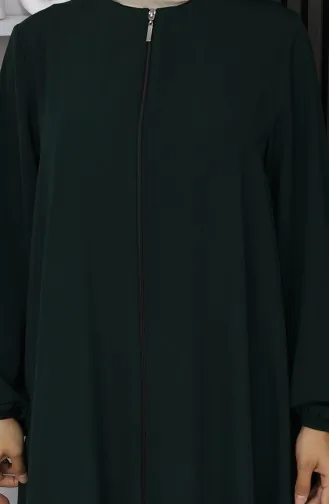 Medina Silk Zippered Mevlana Abaya 2930-01 Emerald Green 2930-01