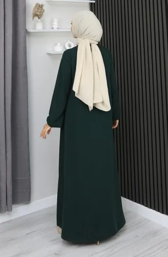 Medina Silk Zippered Mevlana Abaya 2930-01 Emerald Green 2930-01