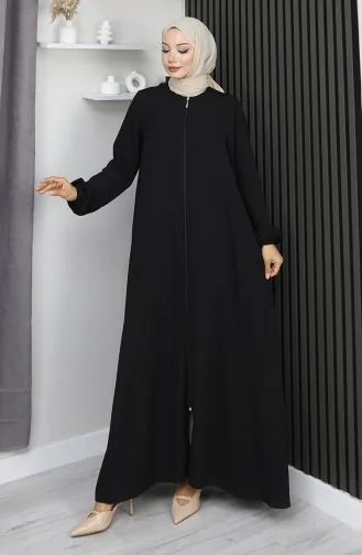 Medine İpeği Fermuarlı Mevlana Ferace 2930-02 Siyah