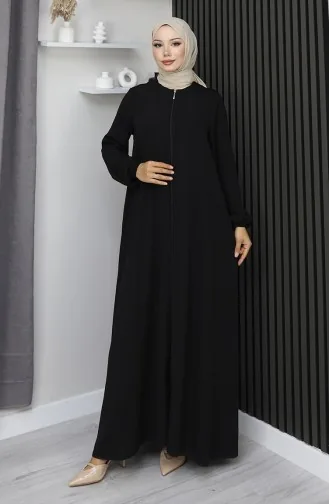 Medine İpeği Fermuarlı Mevlana Ferace 2930-02 Siyah