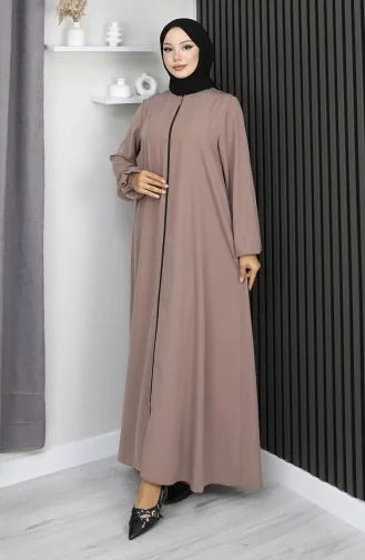Medine İpeği Fermuarlı Mevlana Ferace 2930-03 Vizon