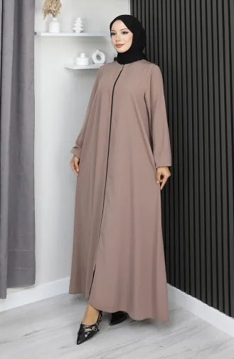 Medine İpeği Fermuarlı Mevlana Ferace 2930-03 Vizon
