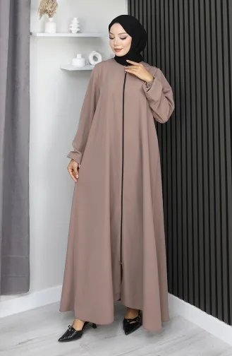 Medine İpeği Fermuarlı Mevlana Ferace 2930-03 Vizon